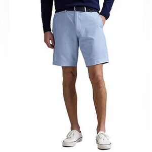 Ralph Lauren Mens Stretch Classic Fit Chino Flat Front Preppy Golf Shorts Blue